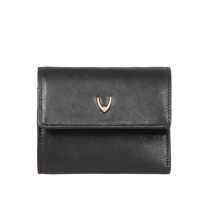Oona W2 Black Leather Trifold Wallet