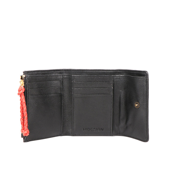 Oona W2 Black Leather Trifold Wallet