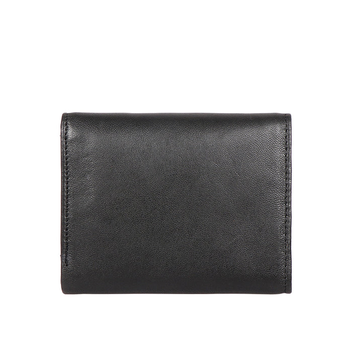 Oona W2 Black Leather Trifold Wallet