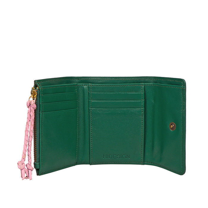 Oona W2 Green Leather Trifold Wallet