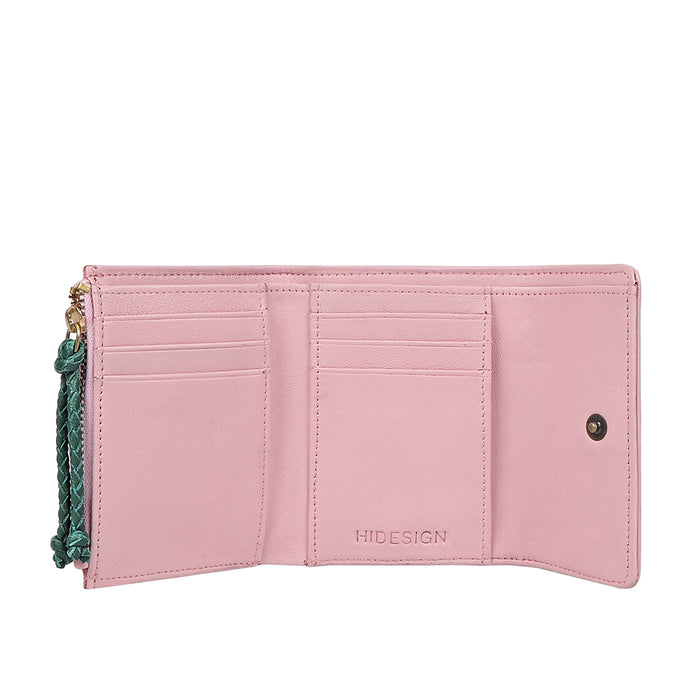 Oona W2 Pink Leather Trifold Wallet