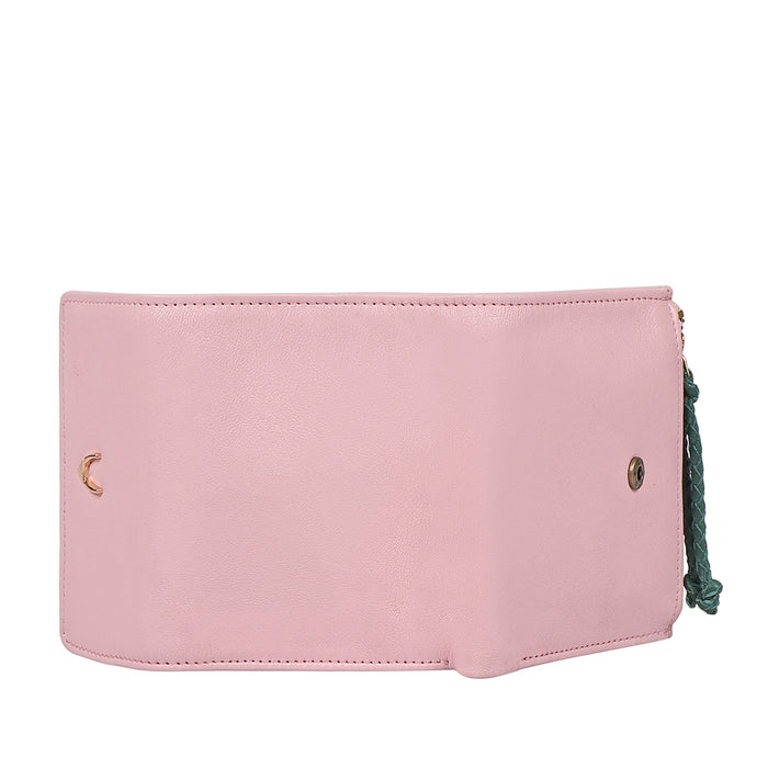 Oona W2 Pink Leather Trifold Wallet