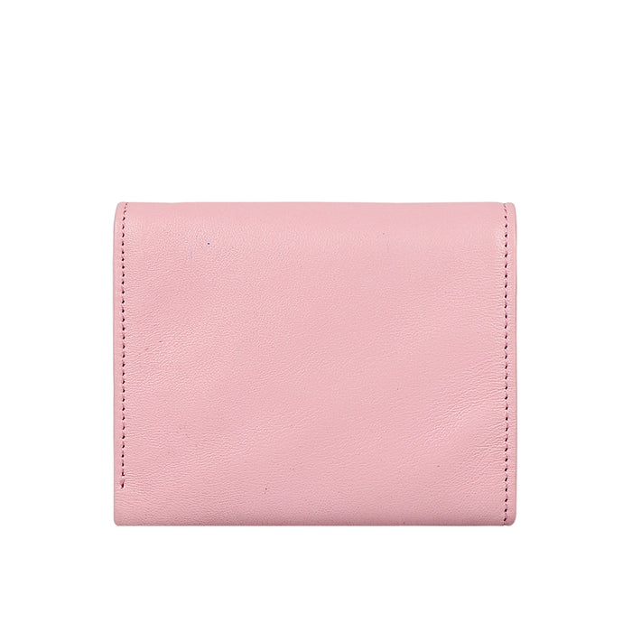 Oona W2 Pink Leather Trifold Wallet