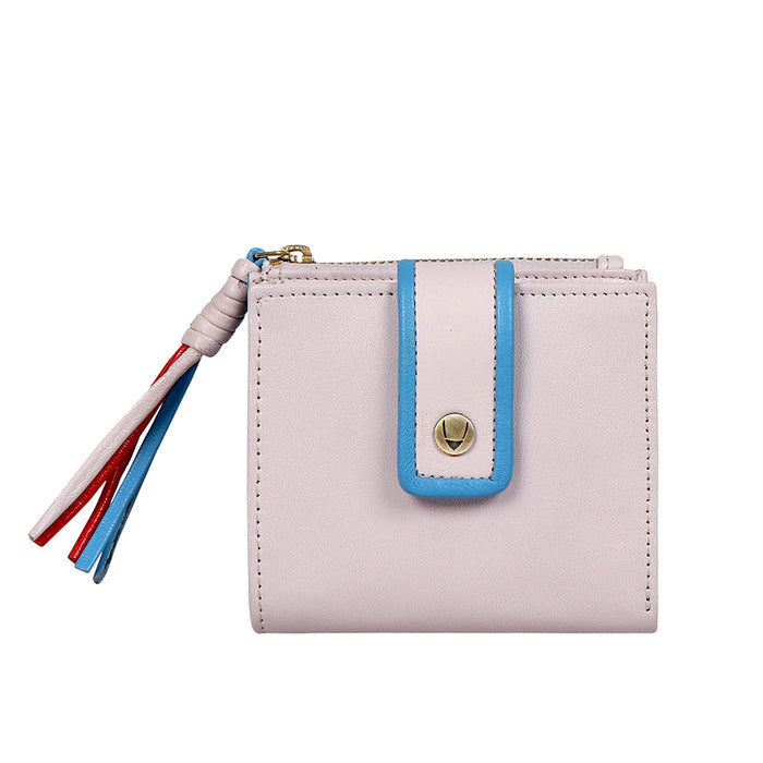 Oona W3 Beige Leather Bi-Fold Wallet