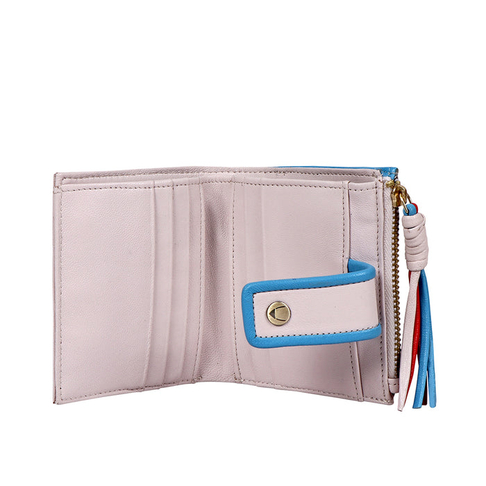 Oona W3 Beige Leather Bi-Fold Wallet