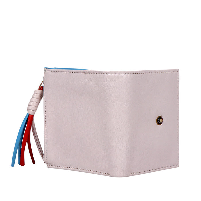 Oona W3 Beige Leather Bi-Fold Wallet