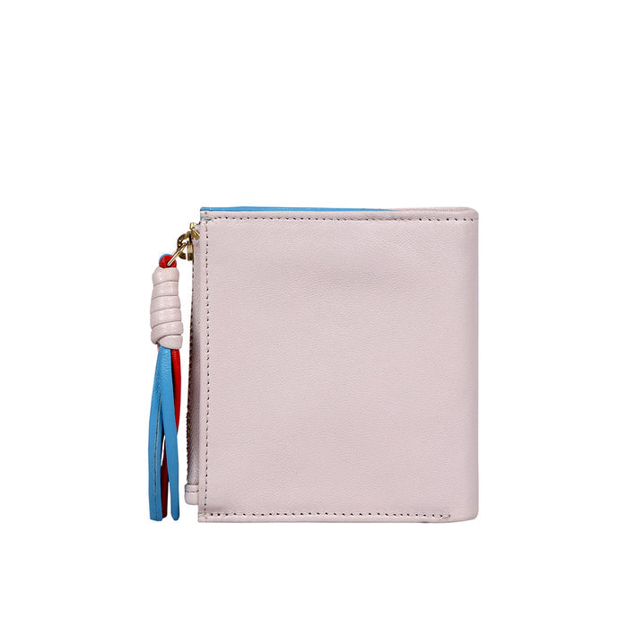 Oona W3 Beige Leather Bi-Fold Wallet