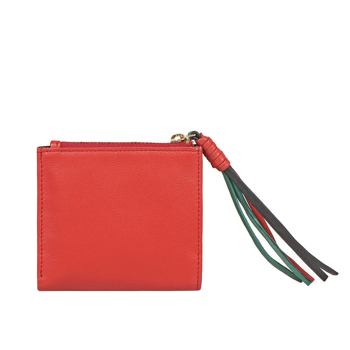 Oona W3 Red Leather Bi-Fold Wallet