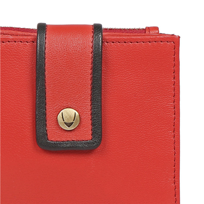 Oona W3 Red Leather Bi-Fold Wallet