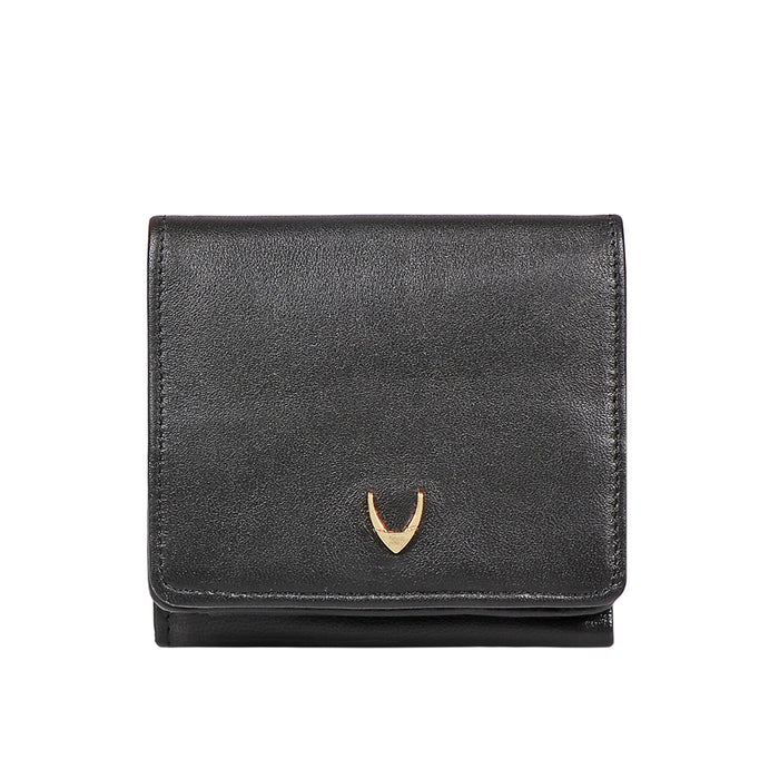 Oona W5 Black Leather Trifold Wallet