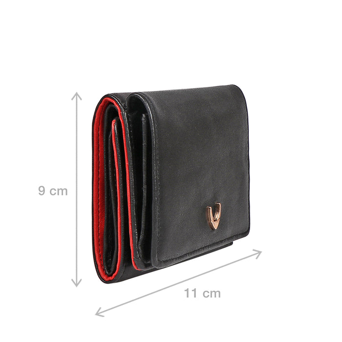 Oona W5 Black Leather Trifold Wallet