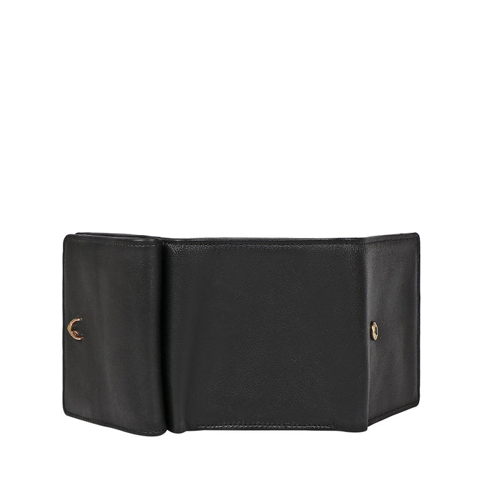 Oona W5 Black Leather Trifold Wallet