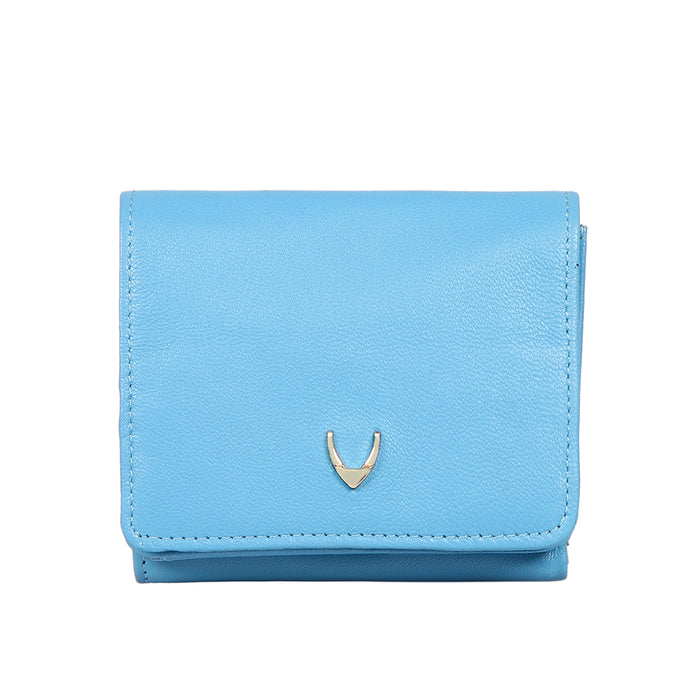 Oona W5 Blue Leather Trifold Wallet