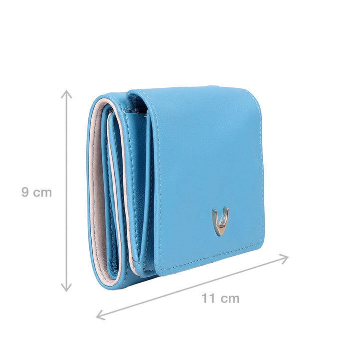 Oona W5 Blue Leather Trifold Wallet