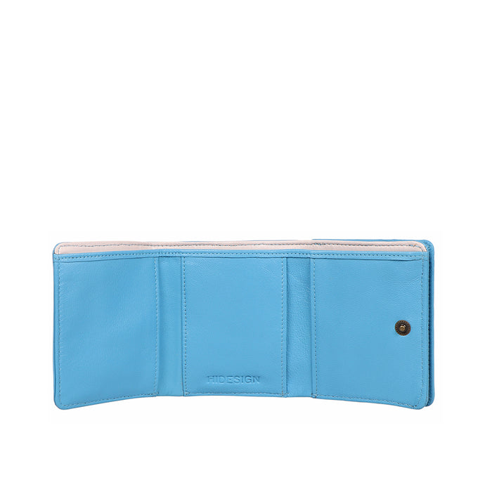 Oona W5 Blue Leather Trifold Wallet