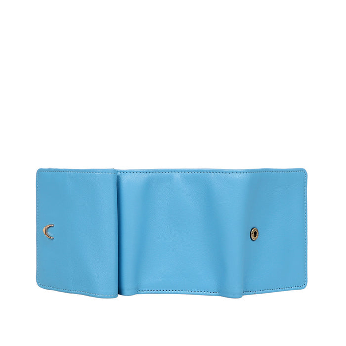 Oona W5 Blue Leather Trifold Wallet