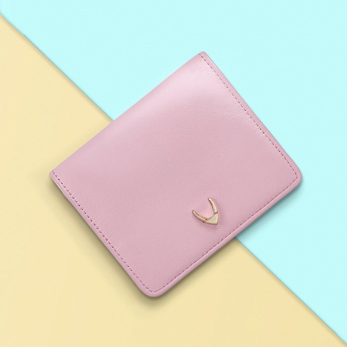 Oona W5 Pink Leather Trifold Wallet