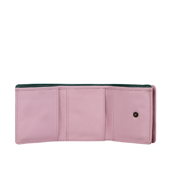 Oona W5 Pink Leather Trifold Wallet