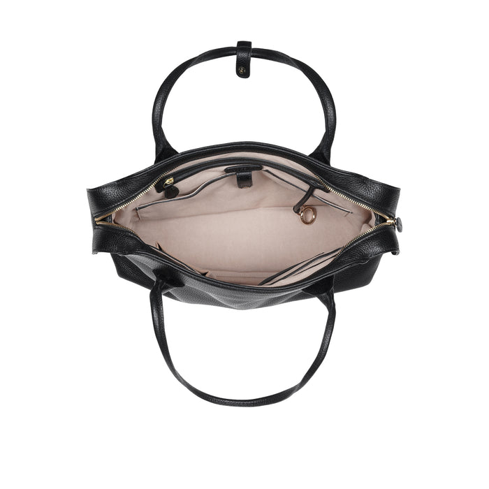 Opera 01 Black Leather Tote Bag