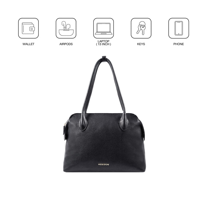 Opera 01 Black Leather Tote Bag
