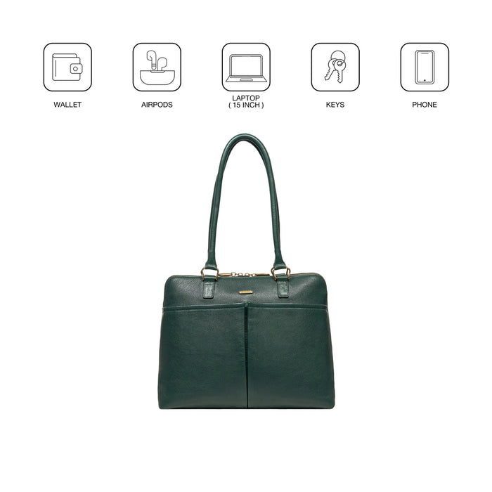 Opera 02 Green Leather Shoulder Bag