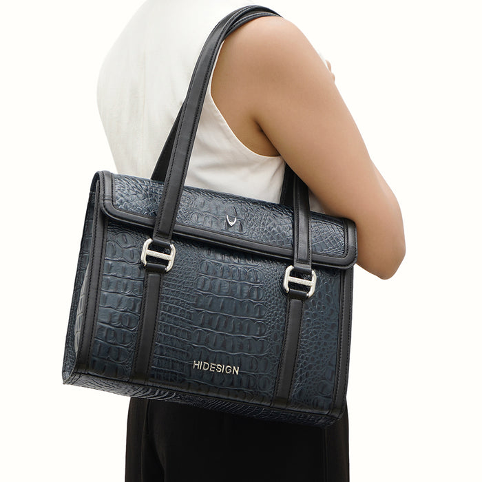 Orly-02 Blue Leather Shoulder Bag