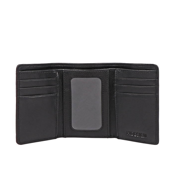 Oshunw3 Black Leather Trifold Wallet