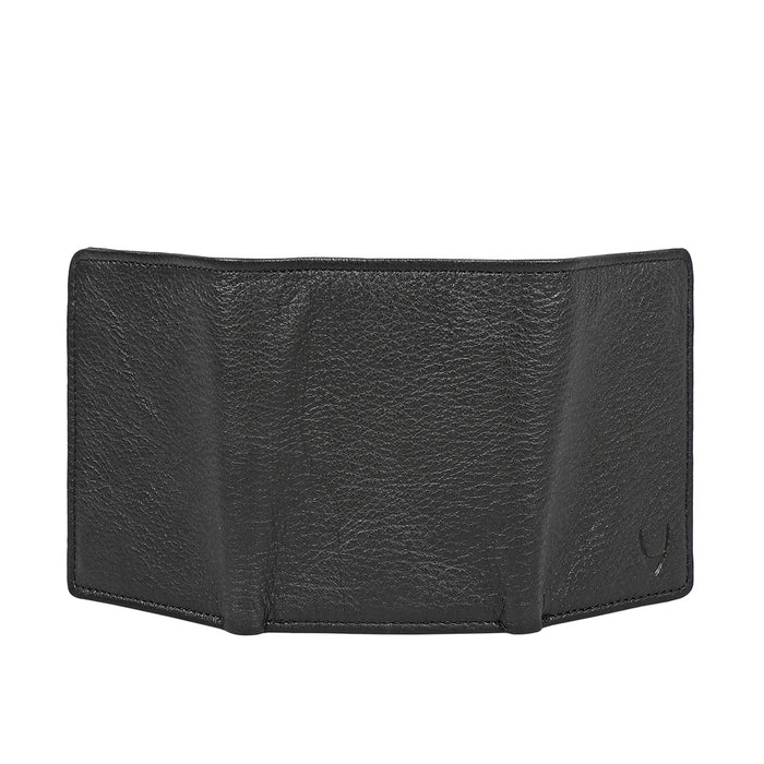 Oshunw3 Black Leather Trifold Wallet