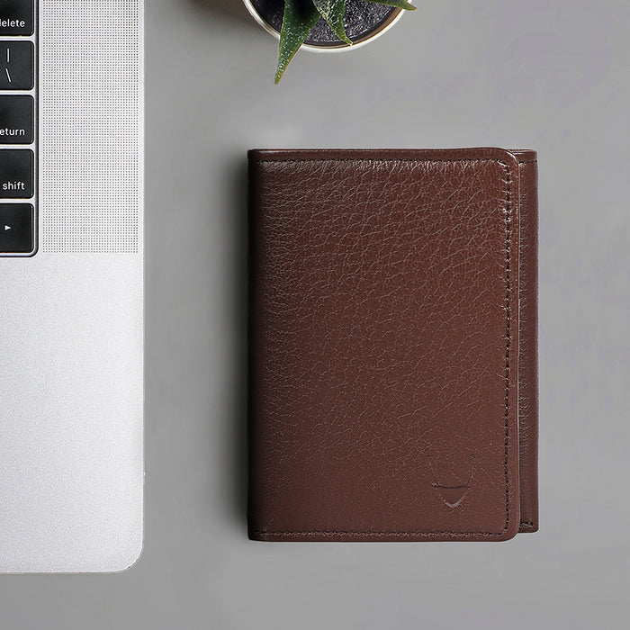 Oshunw3 Brown Leather Trifold Wallet