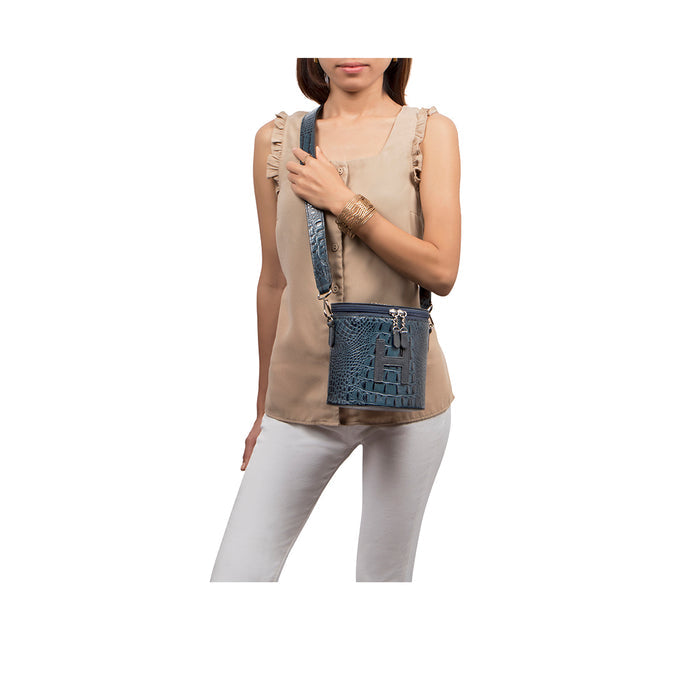 Panama 03 Blue Leather Sling Bag