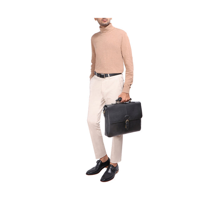 Parker 01 Black Leather  Briefcase