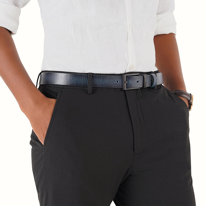Paros Oslo Men's Blue Reversible Leather Belt