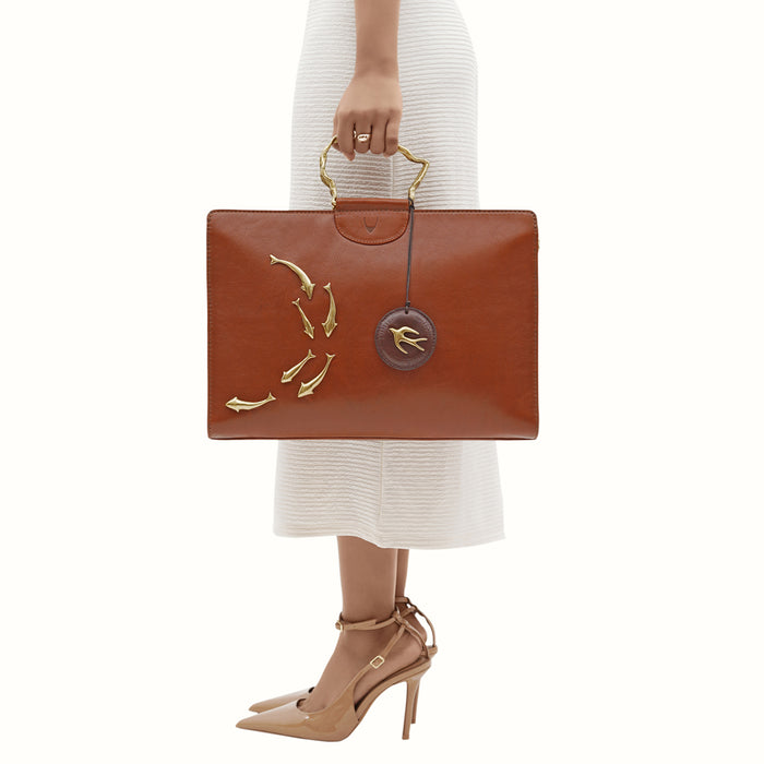 Parrot 02 Tan Leather Briefcase