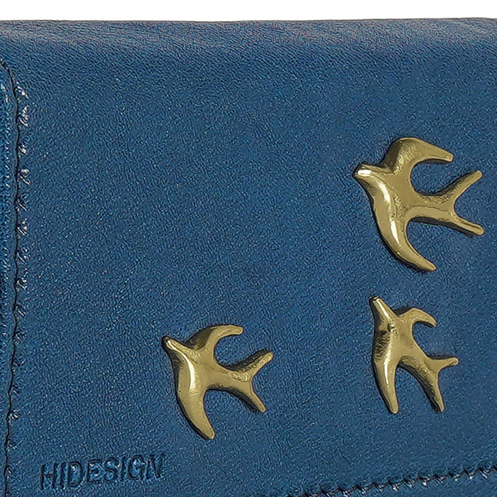 Parrot W1 Blue Leather Bi-Fold Wallet