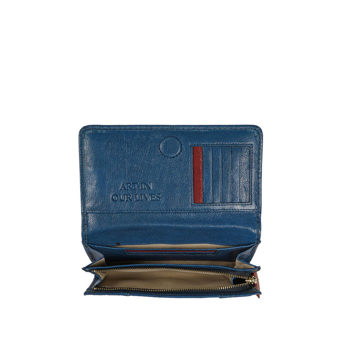 Parrot W1 Blue Leather Bi-Fold Wallet