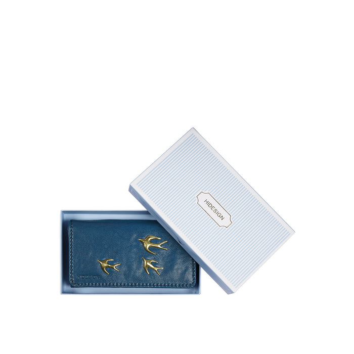 Parrot W1 Blue Leather Bi-Fold Wallet