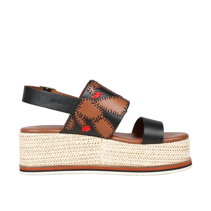 Patti Women's Black Leather Strap Sandals
