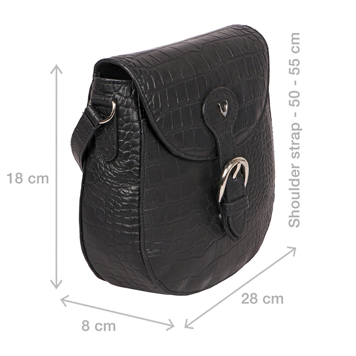 Paula 01 Black Leather Crossbody