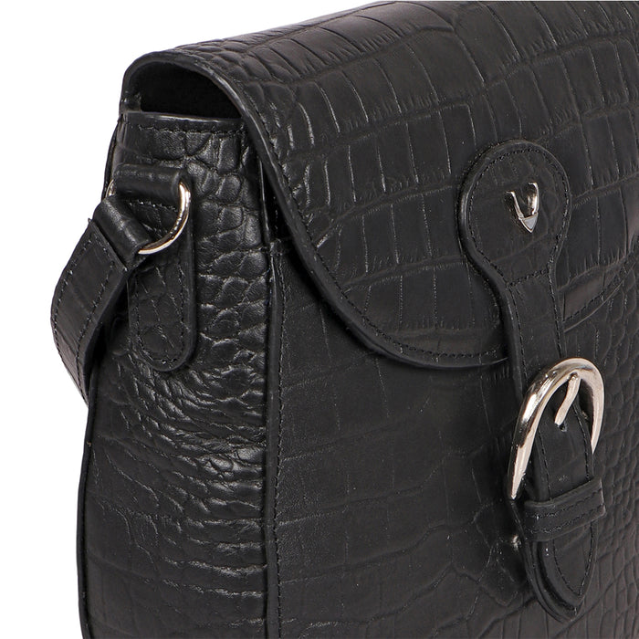 Paula 01 Black Leather Crossbody