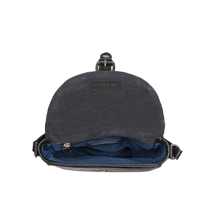 Paula 01 Black Leather Crossbody