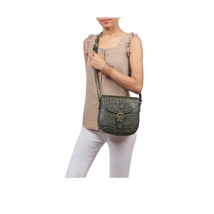 Paula 01 Green Leather Crossbody