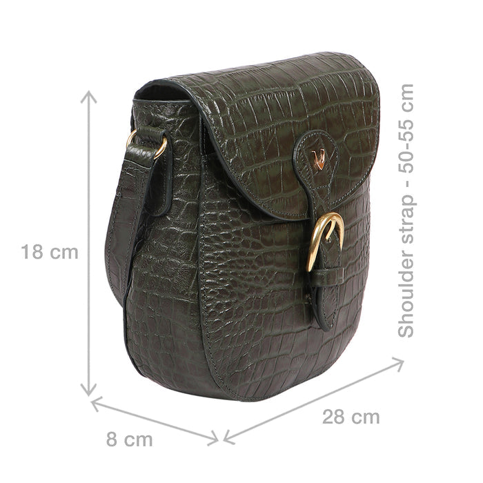 Paula 01 Green Leather Crossbody