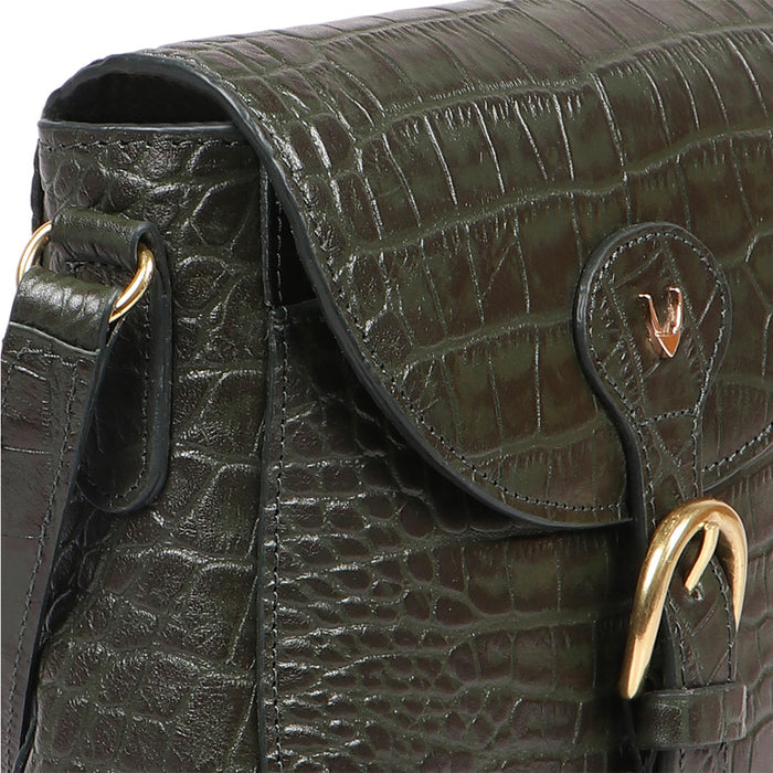 Paula 01 Green Leather Crossbody