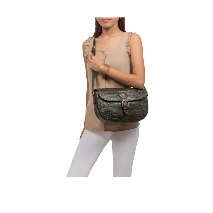 Paula 02 Green Leather Crossbody