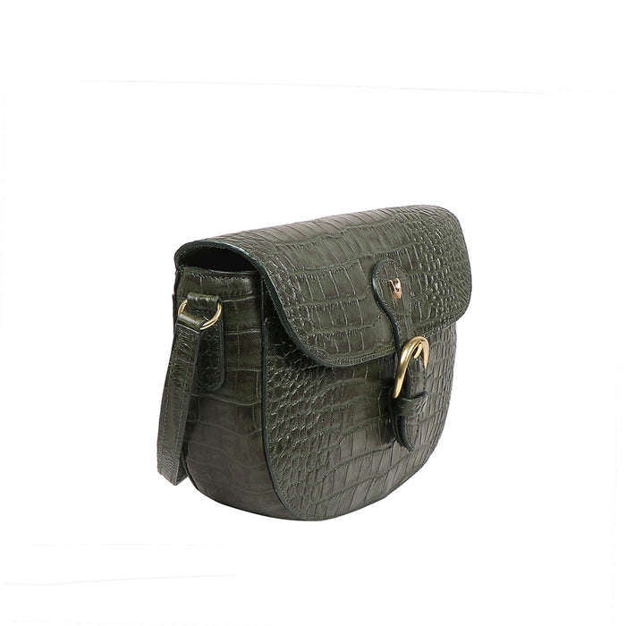 Paula 02 Green Leather Crossbody