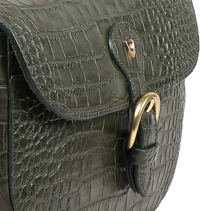 Paula 02 Green Leather Crossbody