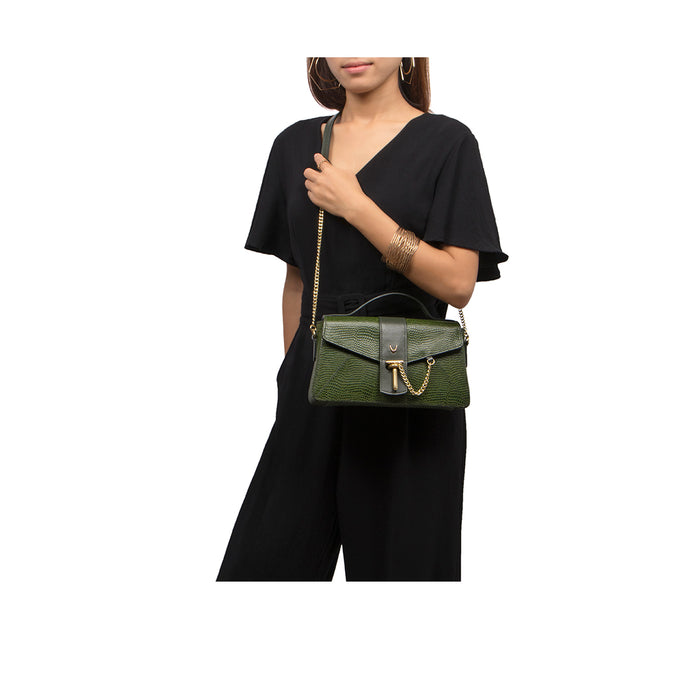 Peggy 02 Green Leather Sling Bag