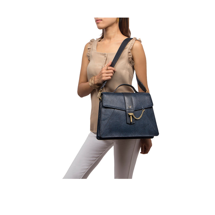 Peggy 03 Blue Leather Satchel