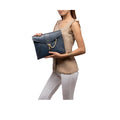Peggy 04 Blue Leather Clutch