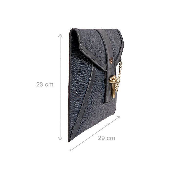 Peggy 04 Blue Leather Clutch
